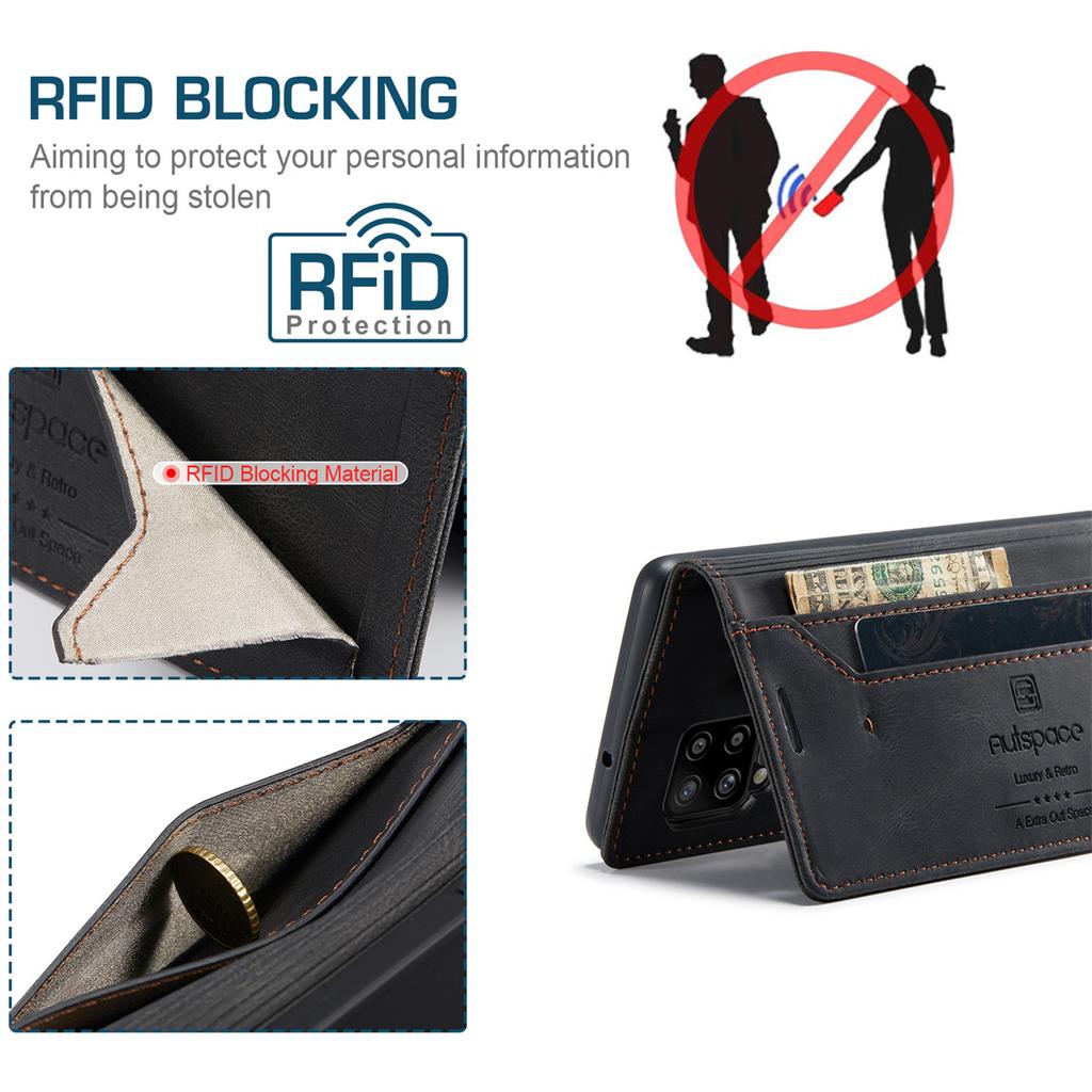 Premium Vintage Leather Wallet Case for Samsung Galaxy A42 5G / M42 5G - RFID Protection,Flip Cover with Card Slots,Shockproof Retro Style (4 Colors)