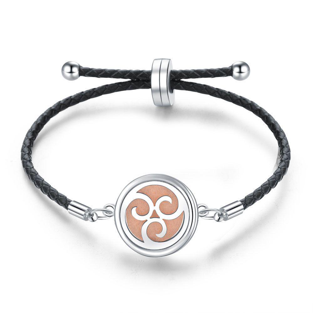 Women's Adjustable Braided Leather Aroma Diffuser Tree of Life Bracelet