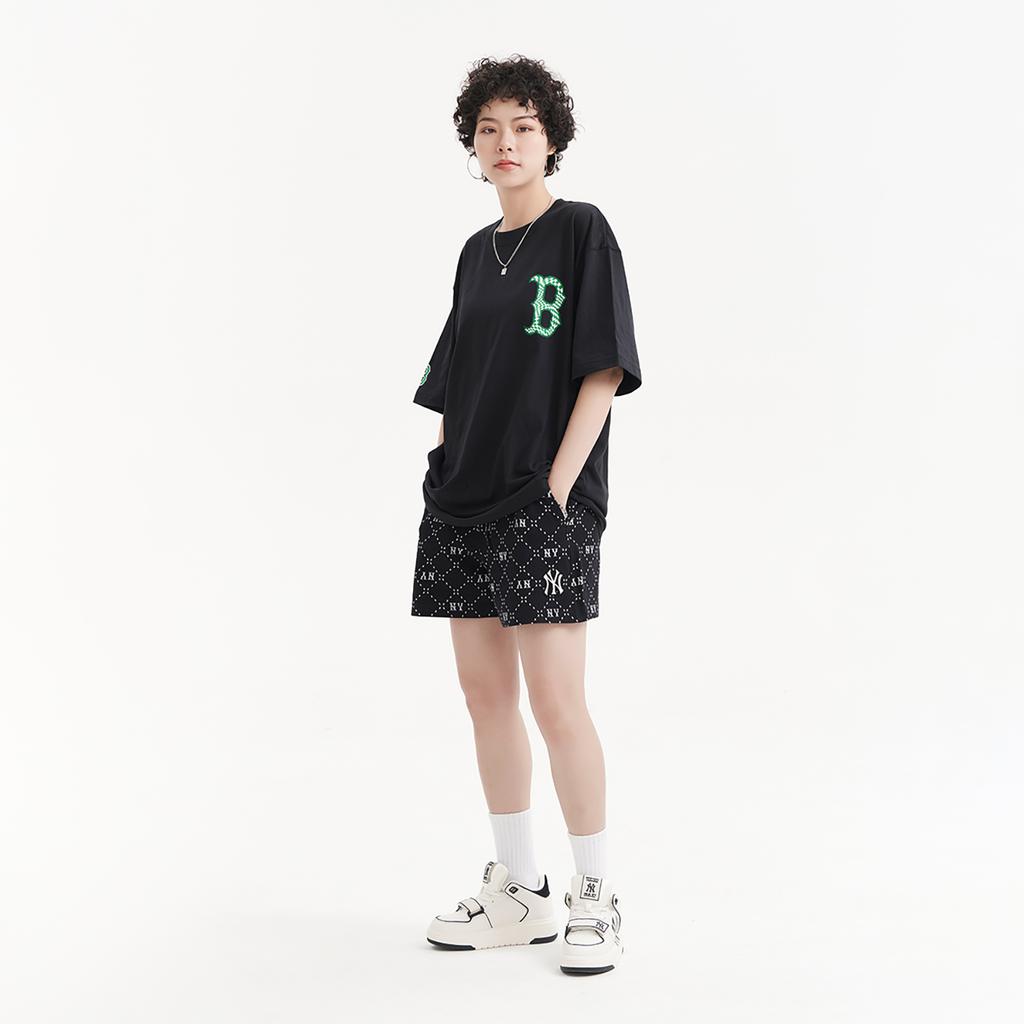 New MLB Set In Sleeve T Shirt Unisex Black 3ATSO0233-43BKS