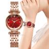 Luxury Branded Refined Ladies' Diamond-set Red Alloy Quartz Watch Fashion Women Plating Stainless Steel Strap Gift Clock