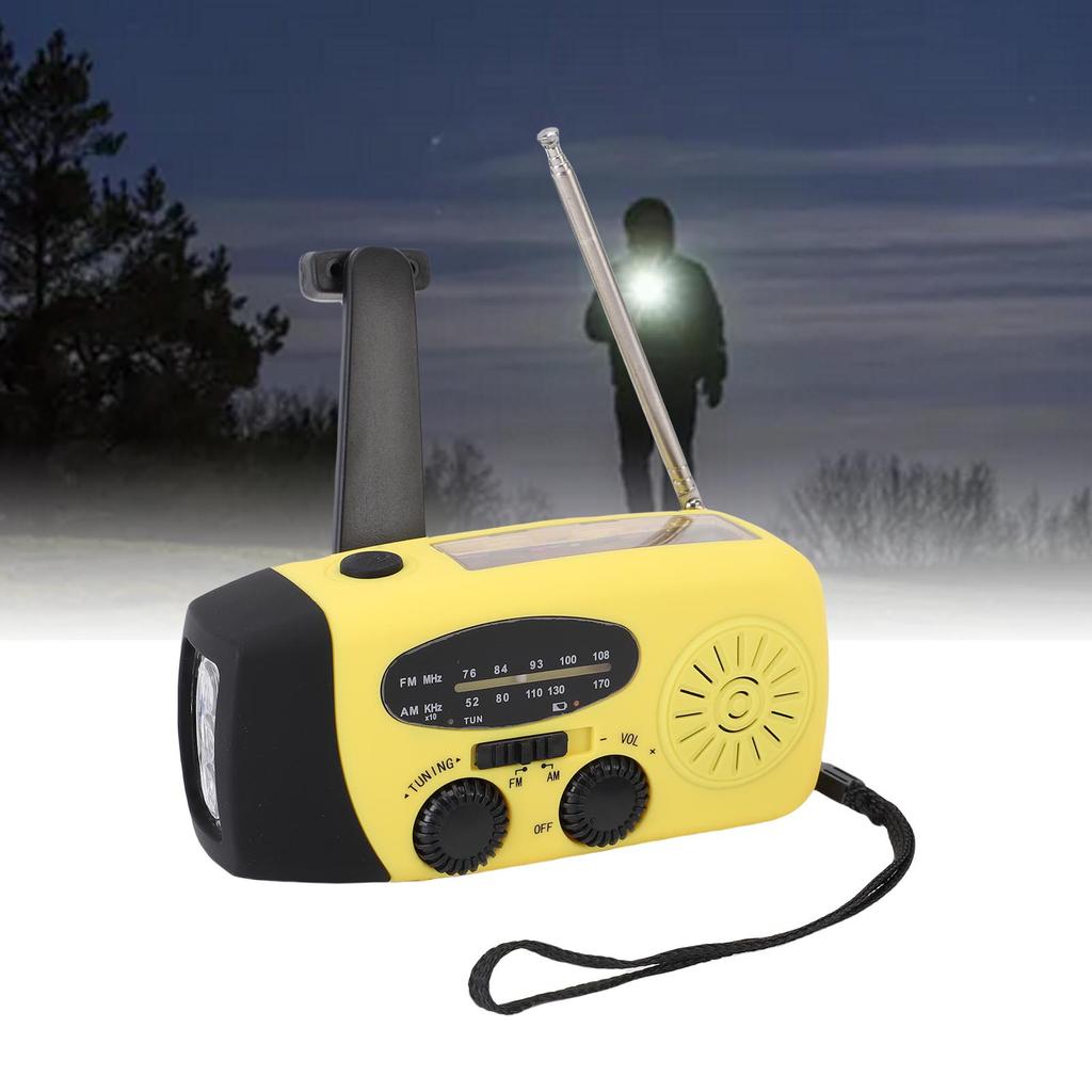 Emergency Hand Crank Radio with 3 LED Flashlight AM FM NOAA Portable Weather Radio Solar Powered Rad