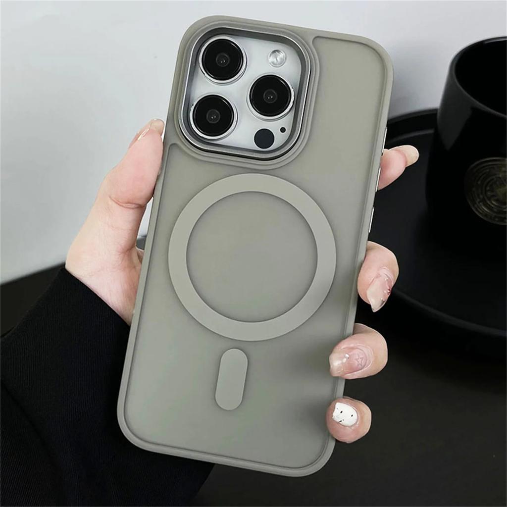For iPhone 11 12 13 14 Plus 15 16 Pro Max Magnetic Magsafe Wireless Charge Cover Luxury Shockproof Matte Phone Case