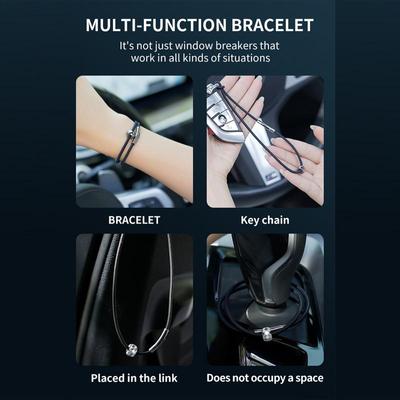 Glasbrecher Armband Fahrzeug Schnellrettungs-Armband mit Wolframcarbid-Perle Gehärteter Sicherheitsglasbrecher für Männer Frauen