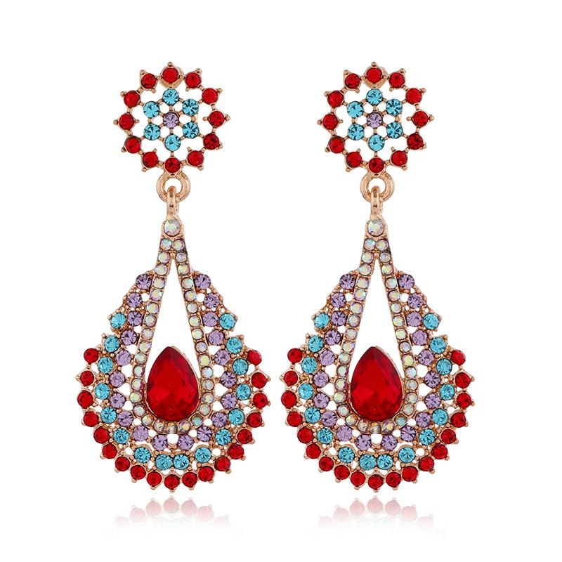 S925 silver needle niche baroque retro personalized crystal stud earrings women's fashion versatile long temperament earrings