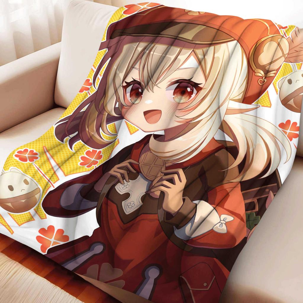 Genshin Impact Klee Cartoon Cute Blanket Cover Warm Soft Anime Flannel Knee Lanket Multifunctional Decoration Universal Blankets