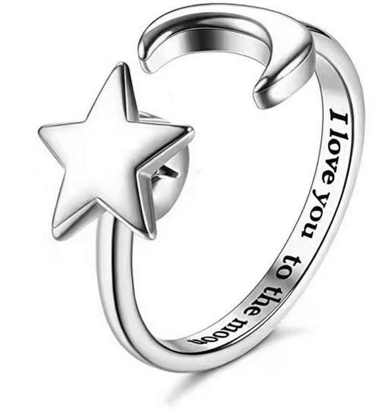 Verstellbarer drehbarer gravierter Zirkon-Druckentlastungsring für Damen