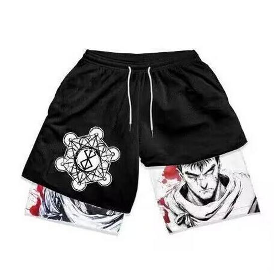 Men's Quick-Dry Ice Silk Mesh Double-Layer Casual Shorts - Breathable Fitness Beach Pants