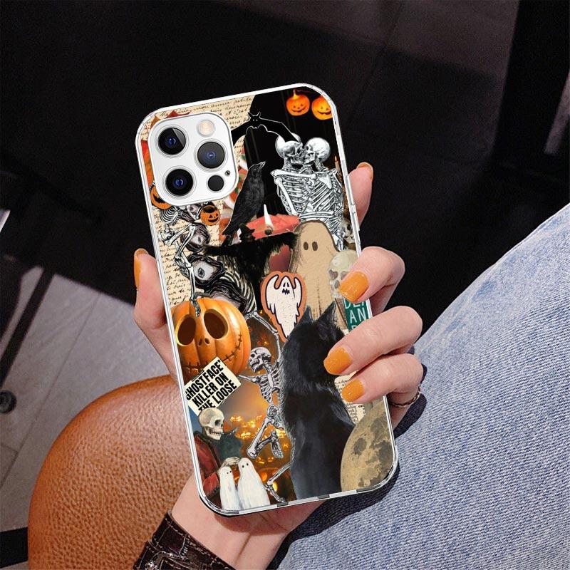 October Fall Halloween Spooky Pumpkin Phone Case For iPhone 17 Air 16 Pro Max 16E 15 + 14 Plus 11 12 13 Mini 7 8 SE Gift Print C