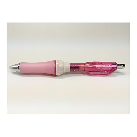 Pentel Ergo-Nomic 0.5mm Gel Pen (Clear Pink) Ergonomic 4-Point Support