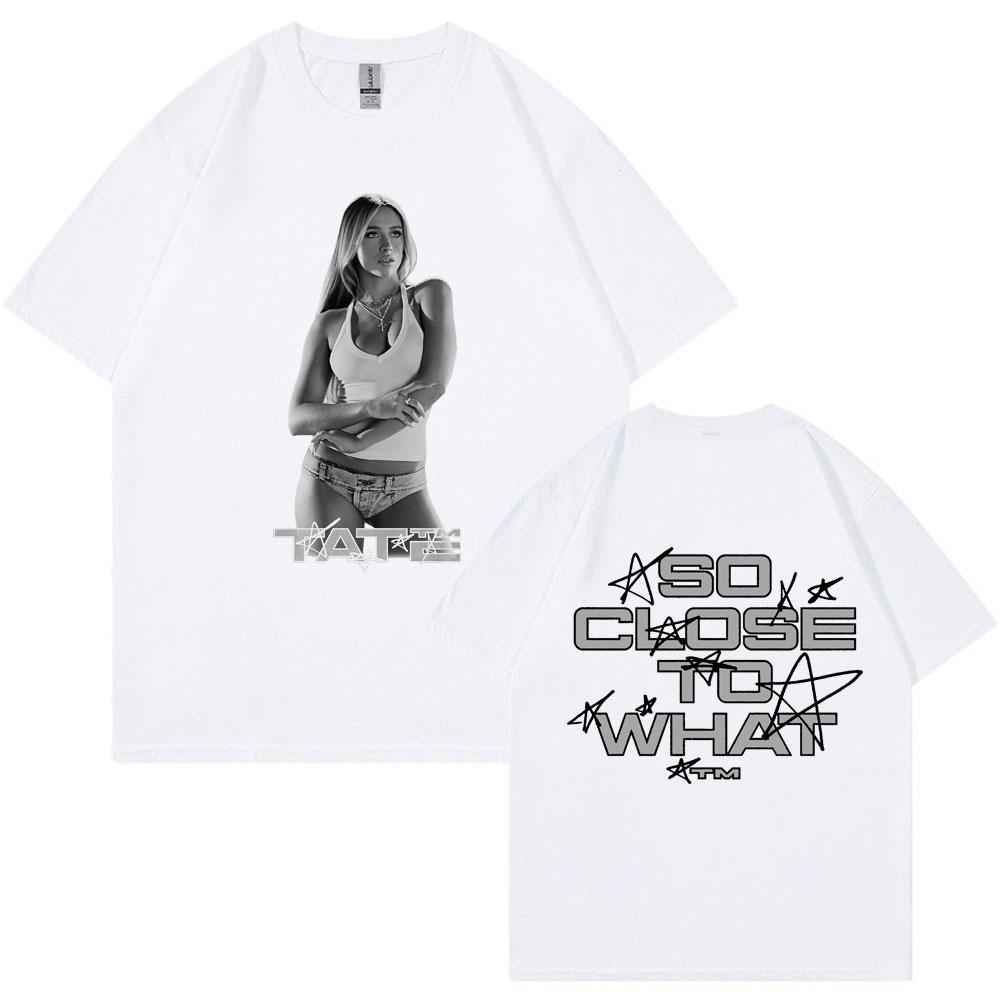 Tate McRae So Close To What Album T Shirt Trendy Men Women Vintage Hip Hop T-shirts Cotton Casual Loose Y2k Street T Shirts
