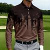 Men's Casual Printed Long Sleeve Button Down Shirt with Lapel Collar for Sports and Daily Wear