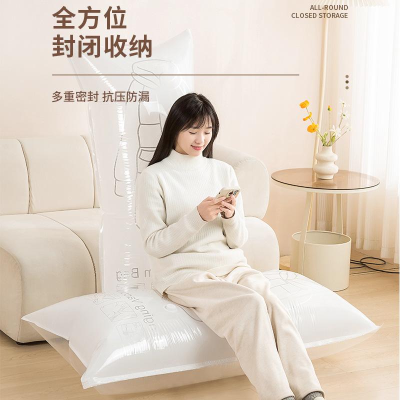 Vakumlu saklama sıkıştırma torbası Ev tipi asılı kaz tüyü mont özel saklama torbası Gardırop kıyafet hava tahliye düzenleme torbası