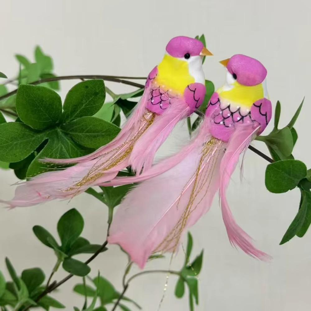 2/12Pcs New Colorful Simulation Birds with Clip Statue Artificial Foam Feather Birds Fake Bird Wedding Festival Home