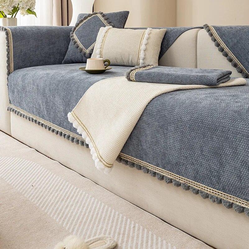 Four Seasons Universal Non-slip Cover Towel Modern Simple Sofa Cover New  Cushion Chenille Sofa Cushion