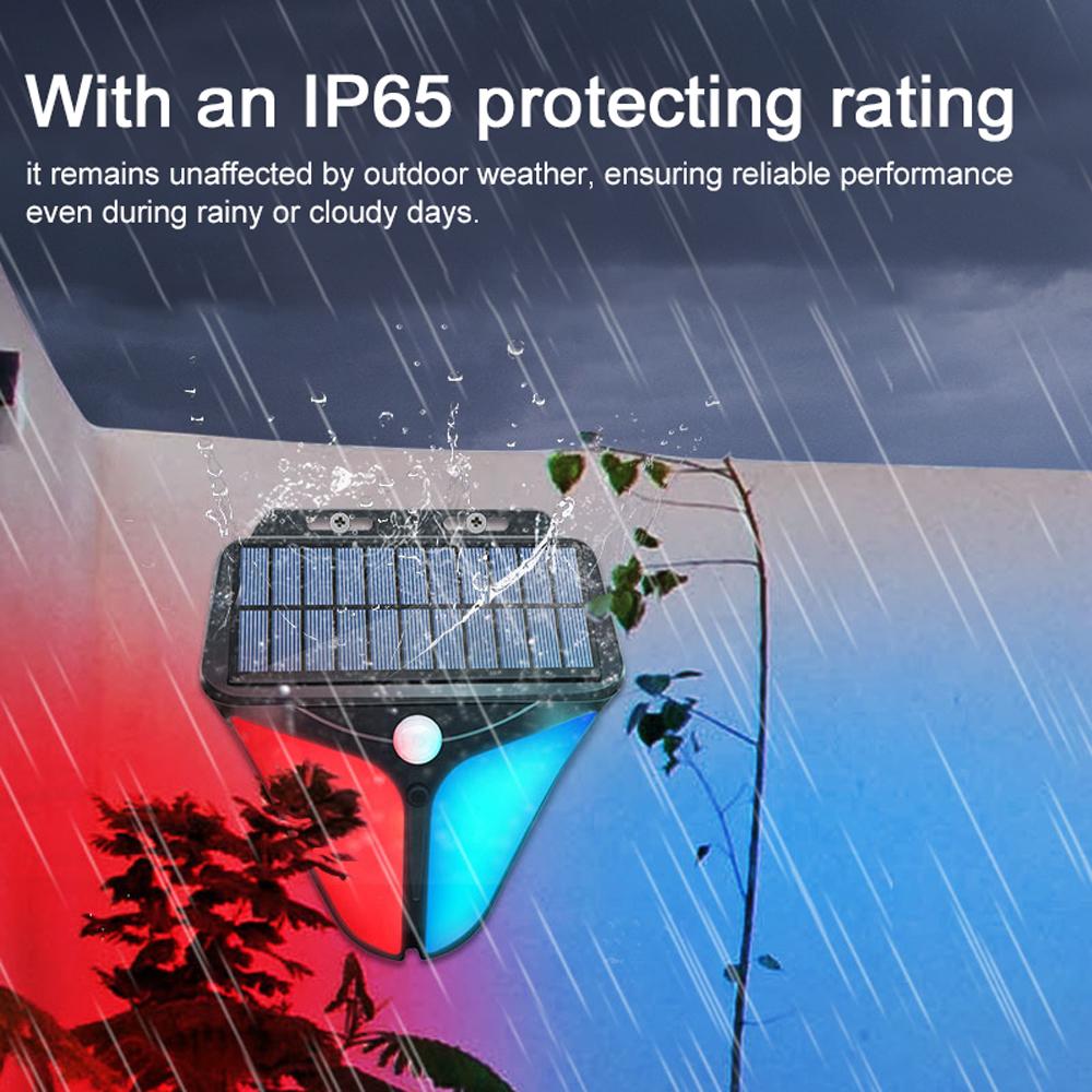 Solar Strobe Warning Lights with 129dB Alarm Wall-Mounted Infrared Motion Sensor Lamp IP65