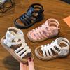 Nouvelles Sandales pour Enfants Filles Enfants Sandale Romaine Été Talon Plat Souple Hautes Plage Princesse Mode Chaussures Dessin Animé Fermeture Éclair Latérale