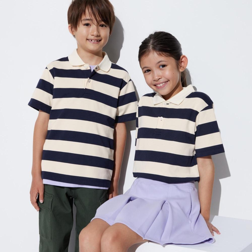 

UNIQLO KIDS РУБАШКА ПОЛО СУХОГО ПИКЕ В ПОЛОСКУ С короткими рукавами