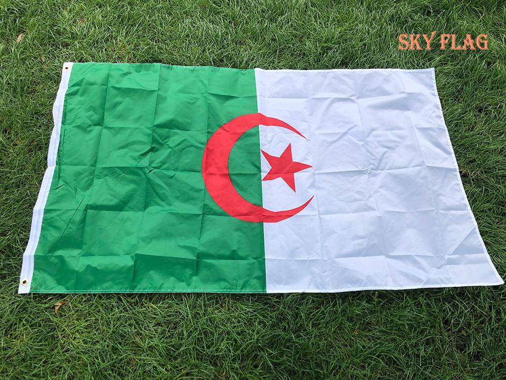 BANDERA DEL CIELO Alta Calidad ALG Bandera de Argelia 90x150cm Colgante Poliéster Bandera de Argelia Bandera Nacional Banner Actividad de Oficina Desfile