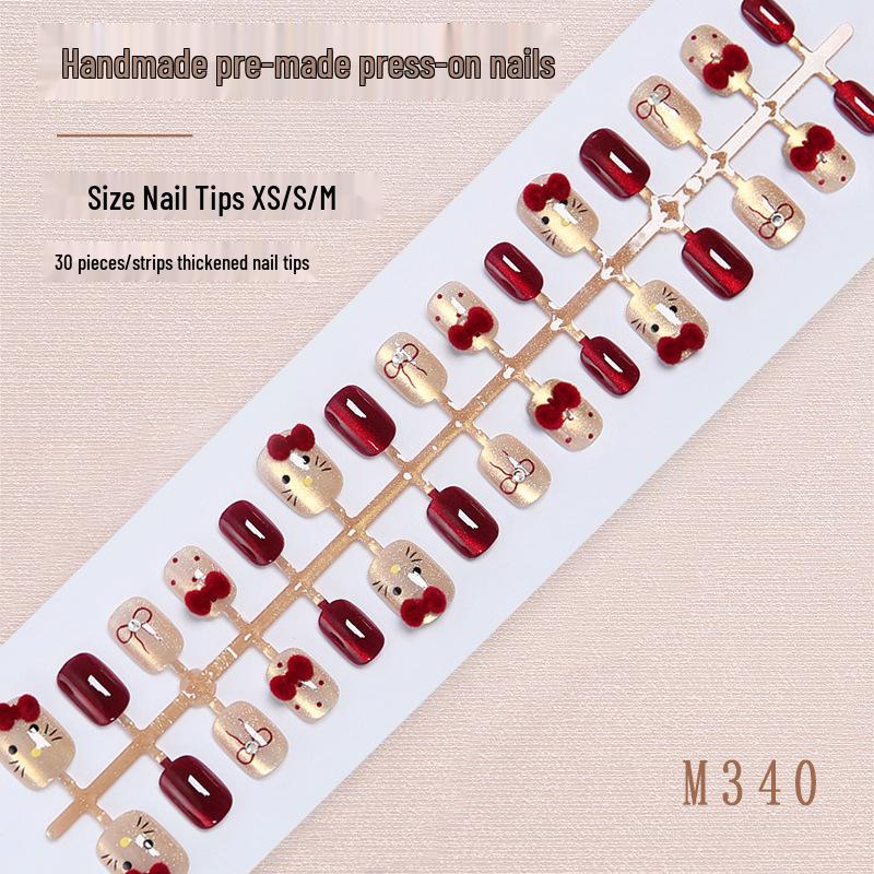 

Новогодний бестселлер: Милые наклейки для ногтей «Кошачий глаз» из красного бархата – Носимые мультяшные элементы нейл-арта