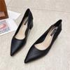 55-Pointed Thick Heel Shallow Mouth Women's Single Shoes Professional Work Shoes Daily Comfort High Heels Women's Comfortable Commuting