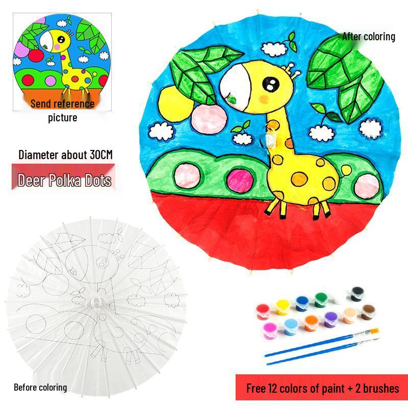 Handmade Children's Oil Paper Umbrella - Chinese Intangible Cultural Heritage, Small Flower Pattern, Ancient Style, Graffiti Material