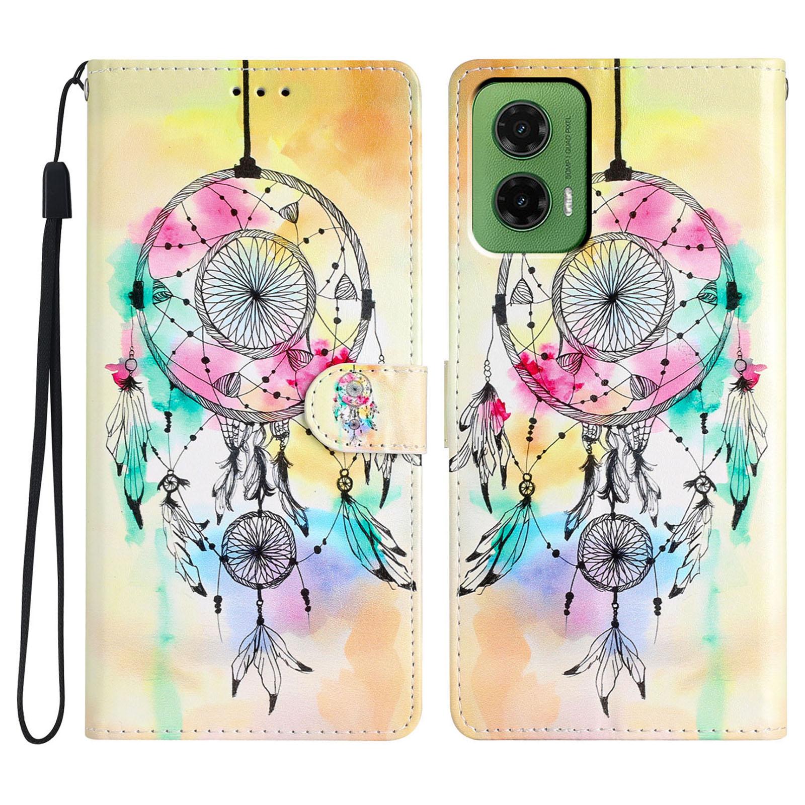

For Motorola Moto G35 5G Wallet Case PU Leather Pattern Printing Stand Phone Cover with Strap G