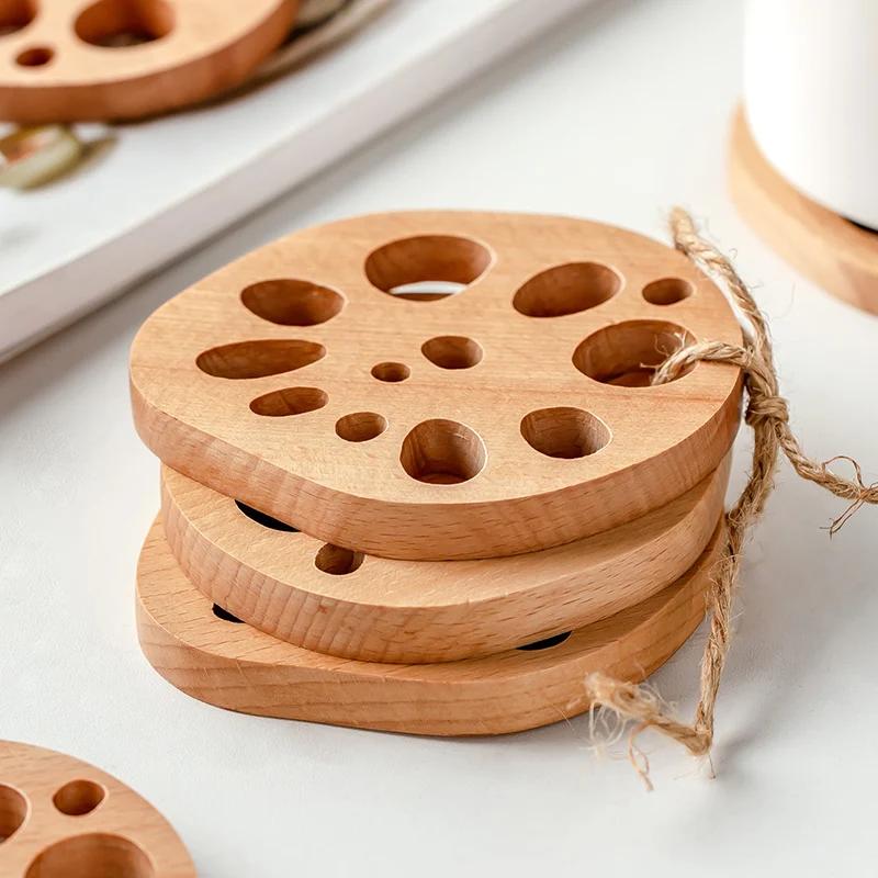 3 Stück Holz-Untersetzer Tassenunterlage Teetassen-Untersetzer-Set Heißgetränke-Untersetzer für Tassen Couchtisch-Platzset Küchenzubehör