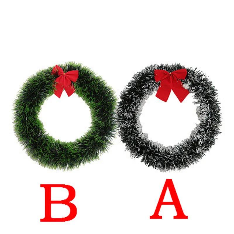 35CM Christmas Garland with Bow Christmas Vine Ring Wreath Decoration Christmas Window Decoration