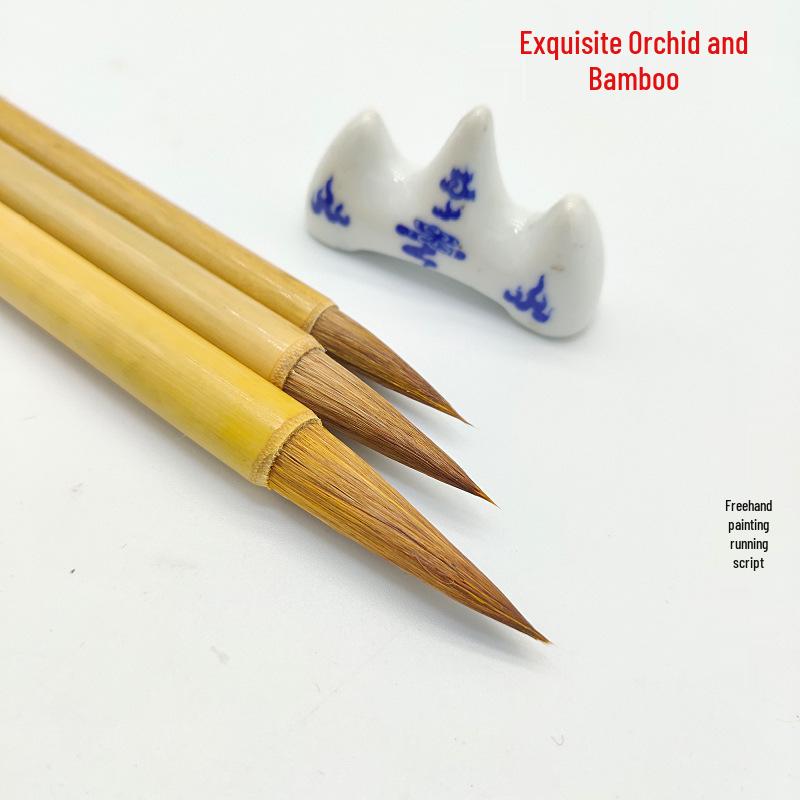 Dalan Bamboo Calligraphy Brush Set - Wolf Hair Brushes for Regular, Running, Cursive Script & Freehand Chinese Painting (Large, Medium, Small)