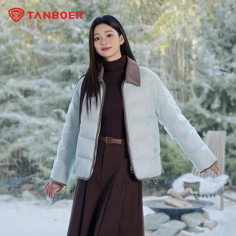 Tanboer Women's Lightweight Short Down Jacket with Lapel Collar TBF330226D
