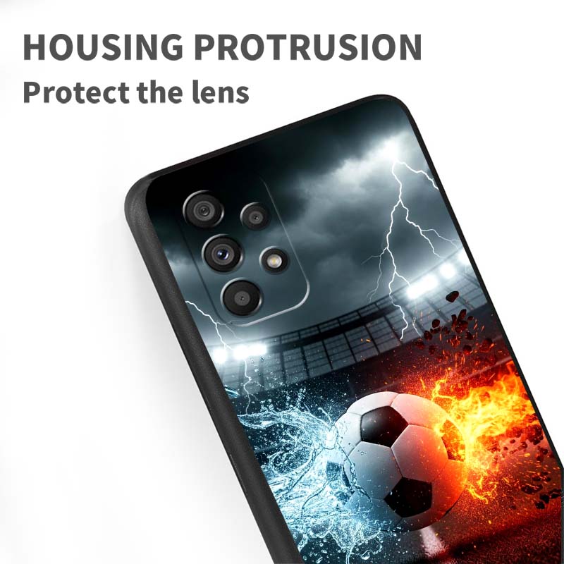 Fashionable football cool Phone Case For Samsung A73 A72 A71 A55 A54 A53 A52 A51 A13 A22 A16 A15 A12 A14 A26 A07 5G Black
