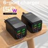 150W Fast Charger PD USB Phones Charger Quick Charge Adapter 6 Ports EU/US/UK For iPhone Samsung Huawei Plug Wall Adapter