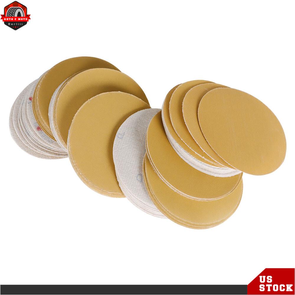 100Pcs 5" Sanding Disc NO-Hole Flocking Sandpaper Hook Loop Grit 60-320