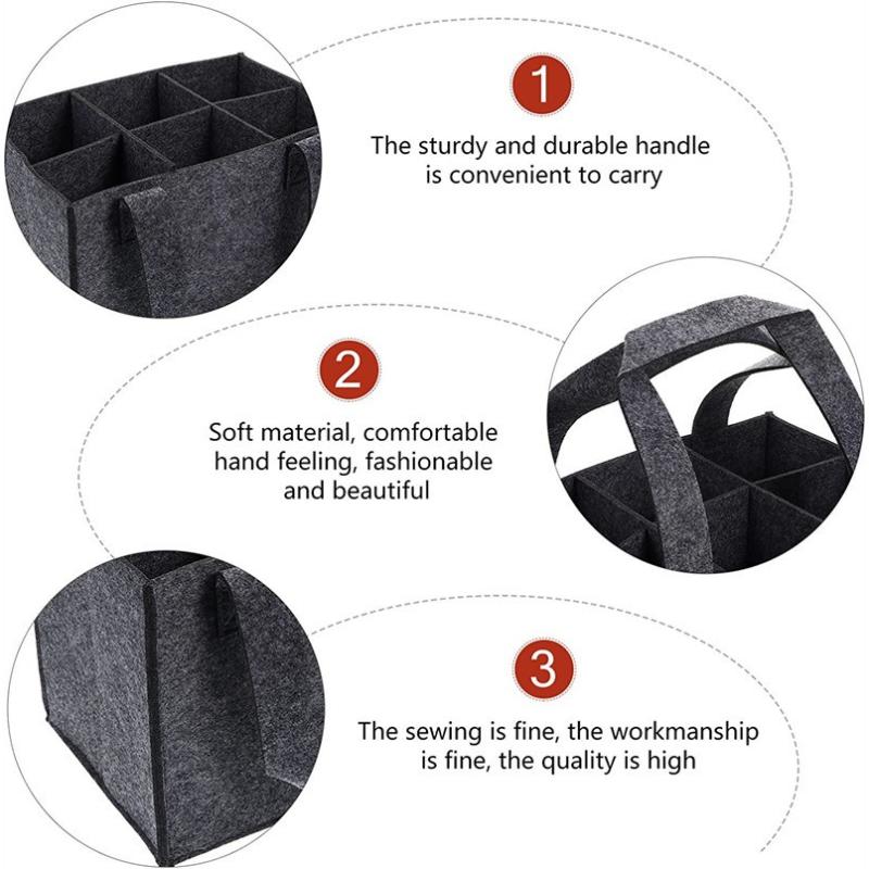 Suitable for Weddings Travel Picnics 6 Bottles of Wine Bags with Compartments Portable Felt Wine Bottle Handbag with Handle Reusable Champagne Bags