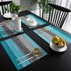 Non-Slip  Waterproof Home Dining & Restaurant Decor 4/6/8/10Pcs  Blue-Gray Striped Wood Grain Table Mat Machine Washable