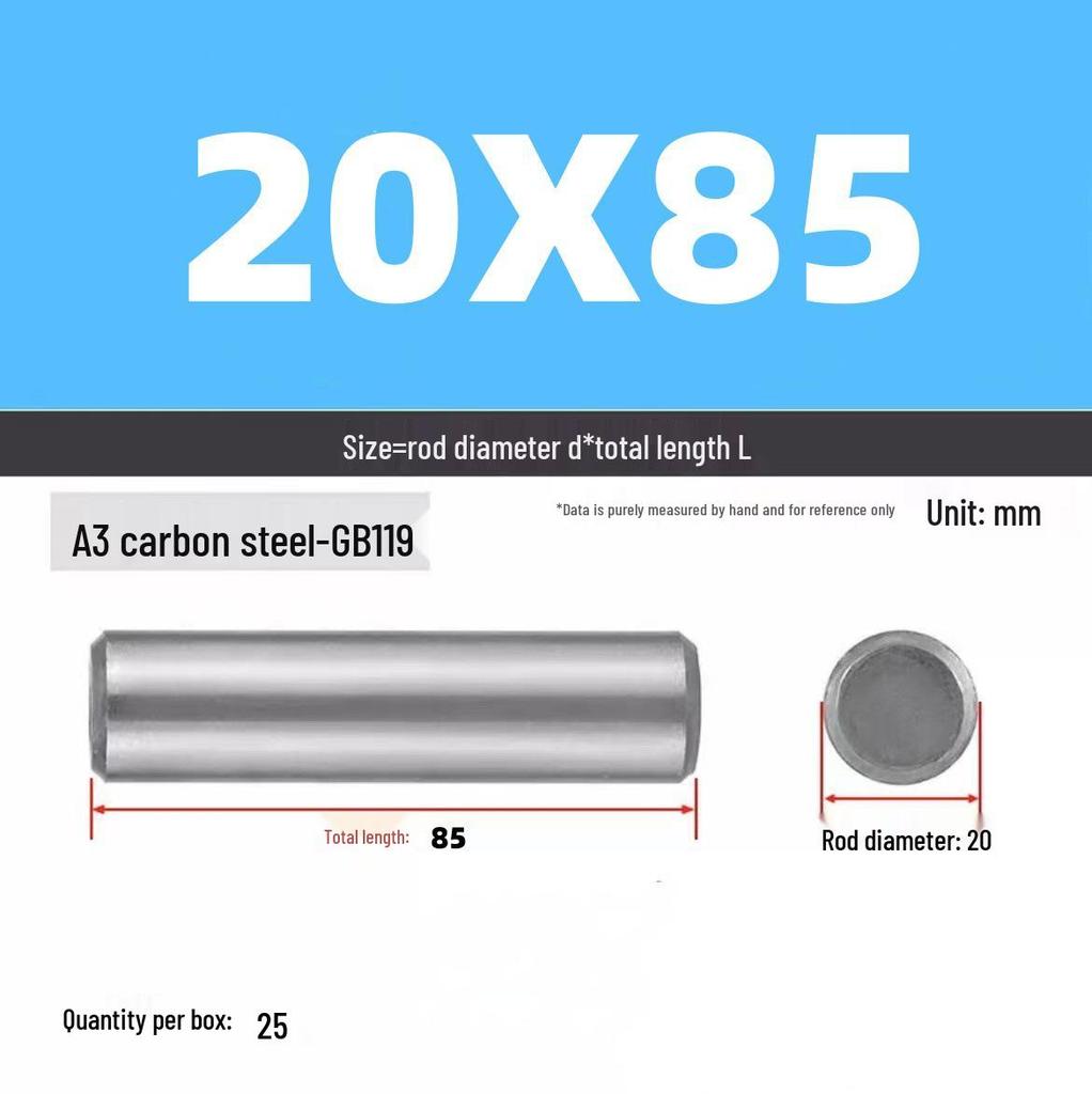 Cylindrical Dowel Pin, GB119, A3, Natural, M16-M20 Specifications Complete