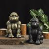 Black Gold Gorilla King Kong Statue Resin Crafts Antique Gorilla Desk Ornament Handmade Animal Figurine Living Room Bedroom