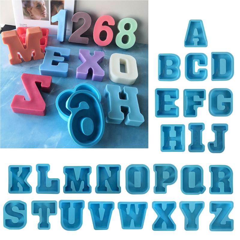 3D A~Z Letters Silicone Molds Epoxy Resin Mold DIY Crafts Polymer Clay Plaster Mold DIY Candle Handmade Soap Tools