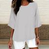 Women's Fashion Solid Color Casual T-Shirt Seven Sleeve Round Neck Cotton Top