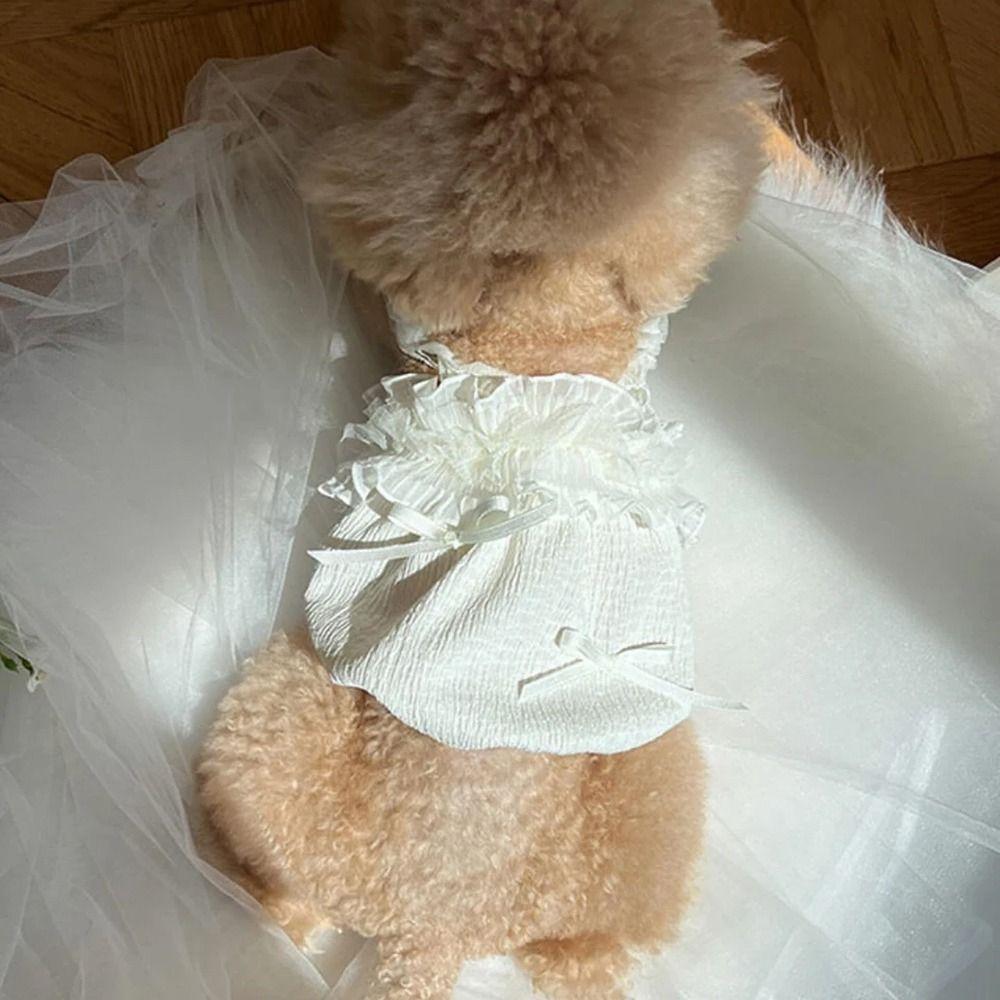 Soft Pet White Lace Camisole Cute Cat Princess Skirt Summer Pet Vest  for Pomeranian Chihuahua