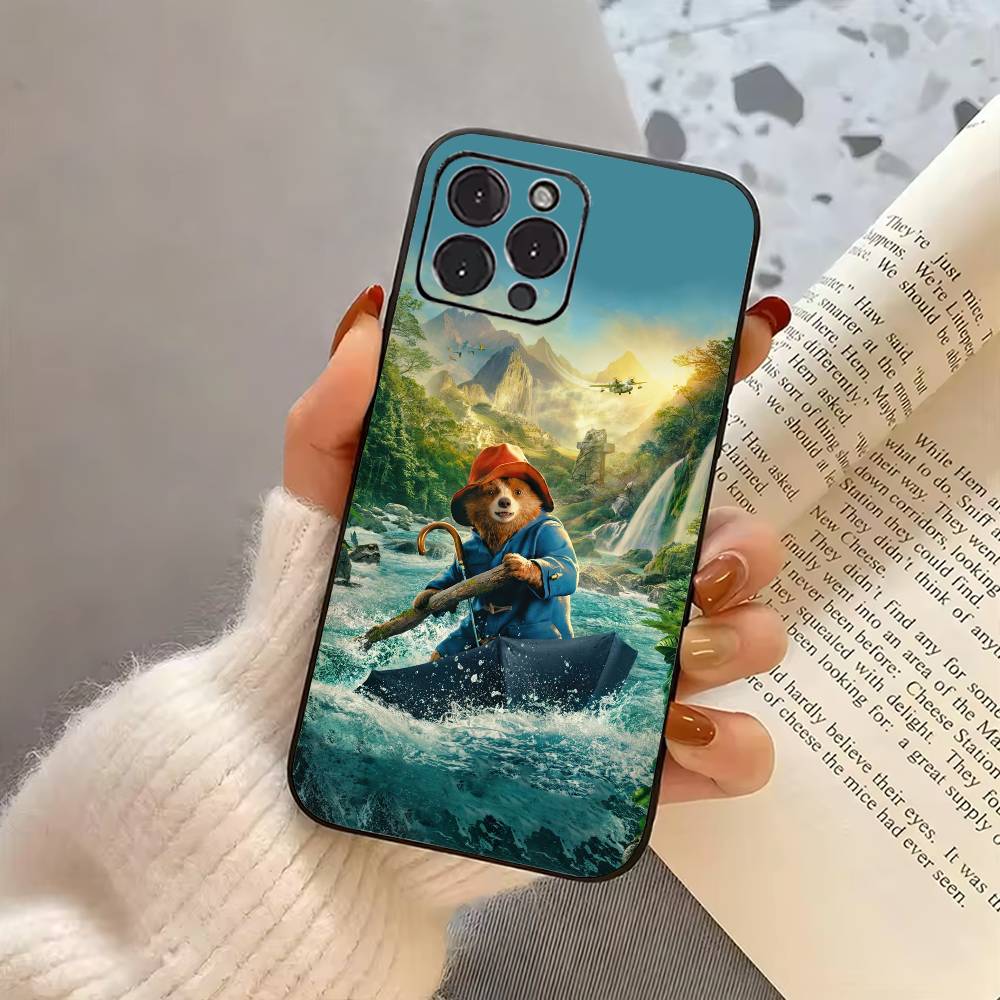 Cute P-Paddington B-BearS  Phone Case For iPhone 17,16,15,14,13,12,11 Plus,Pro Max,XS,Soft Silicone Black Cover