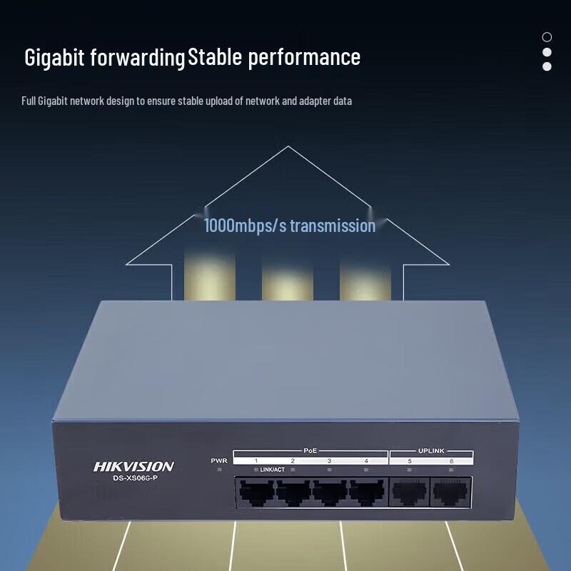 HIKVISION Desktop Gigabit PoE 4-Port Low Power Switch CN plug (adapter included)