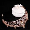 New Wedding Hair Accessories Luxury Pink Rhinestone Crystal Pearl Crown Handmade Tiara Bride Crown Hair Accessories Queen Tiara
