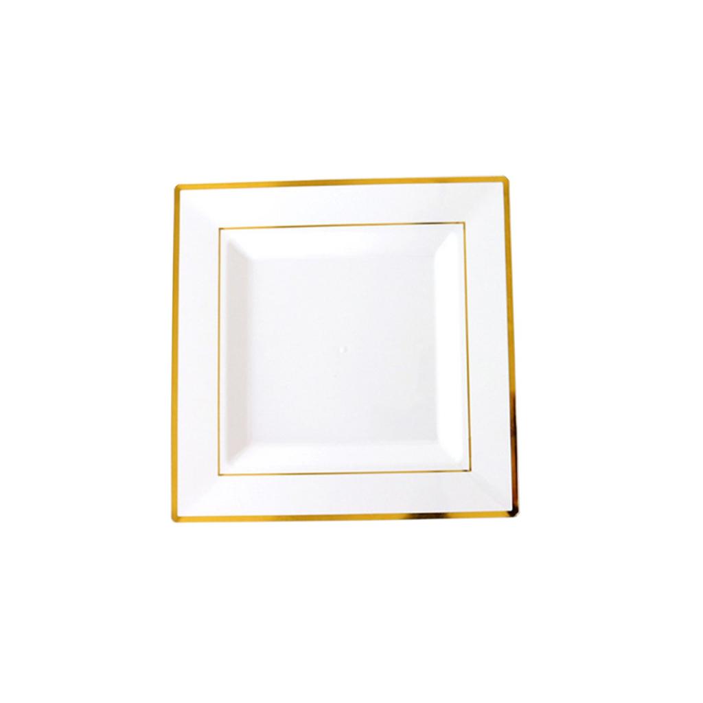 Square Plate Western Food Plate Square Gold Stamped Hard Plastic Plate  Edge Square Plate