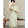 Green Floral New Chinese Style Cheongsam Dress