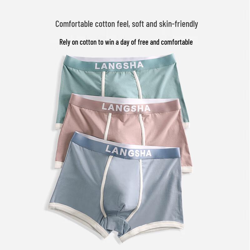 Langsha Men's 7A Antibacterial Cotton Boxer Briefs 4-Pack