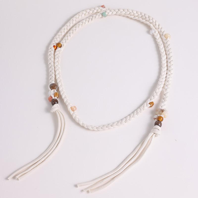 Bohemian Belt Ethnic Style Belt Woven Bead Cotton Waist Rope Soft Texture Vacation Style Women's Waist Rope