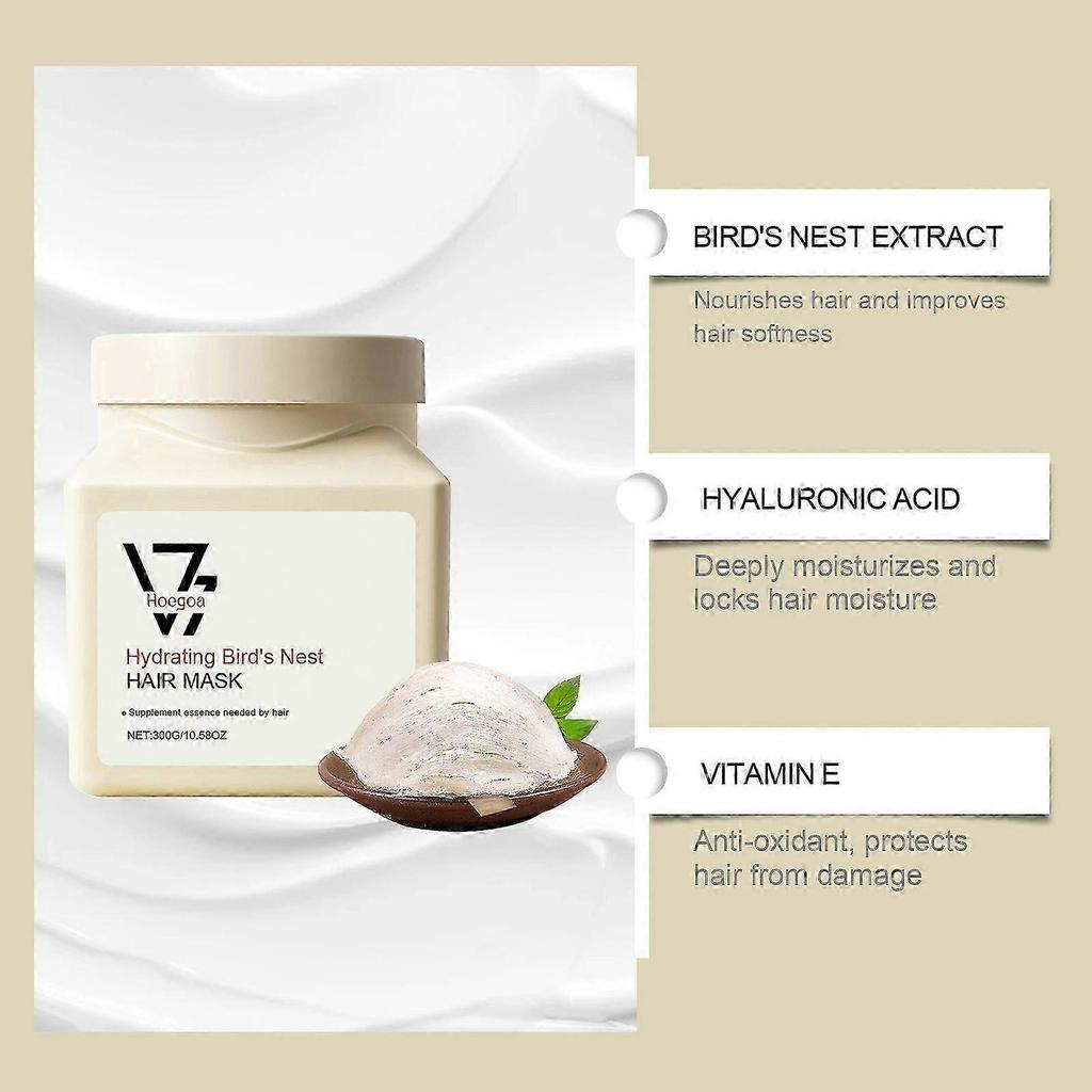 Nourishing Protein Hair Mask, Hydrating Bird's Nest Hair Mask Moisturizing Soft and Smooth Hair Care Mask Deep Conditioning Repairing Dry Damaged Hair
