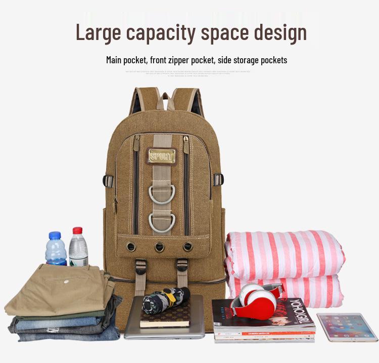 Extra Large Thick Canvas Backpack - Unisex Outdoor Hiking & Travel Bag