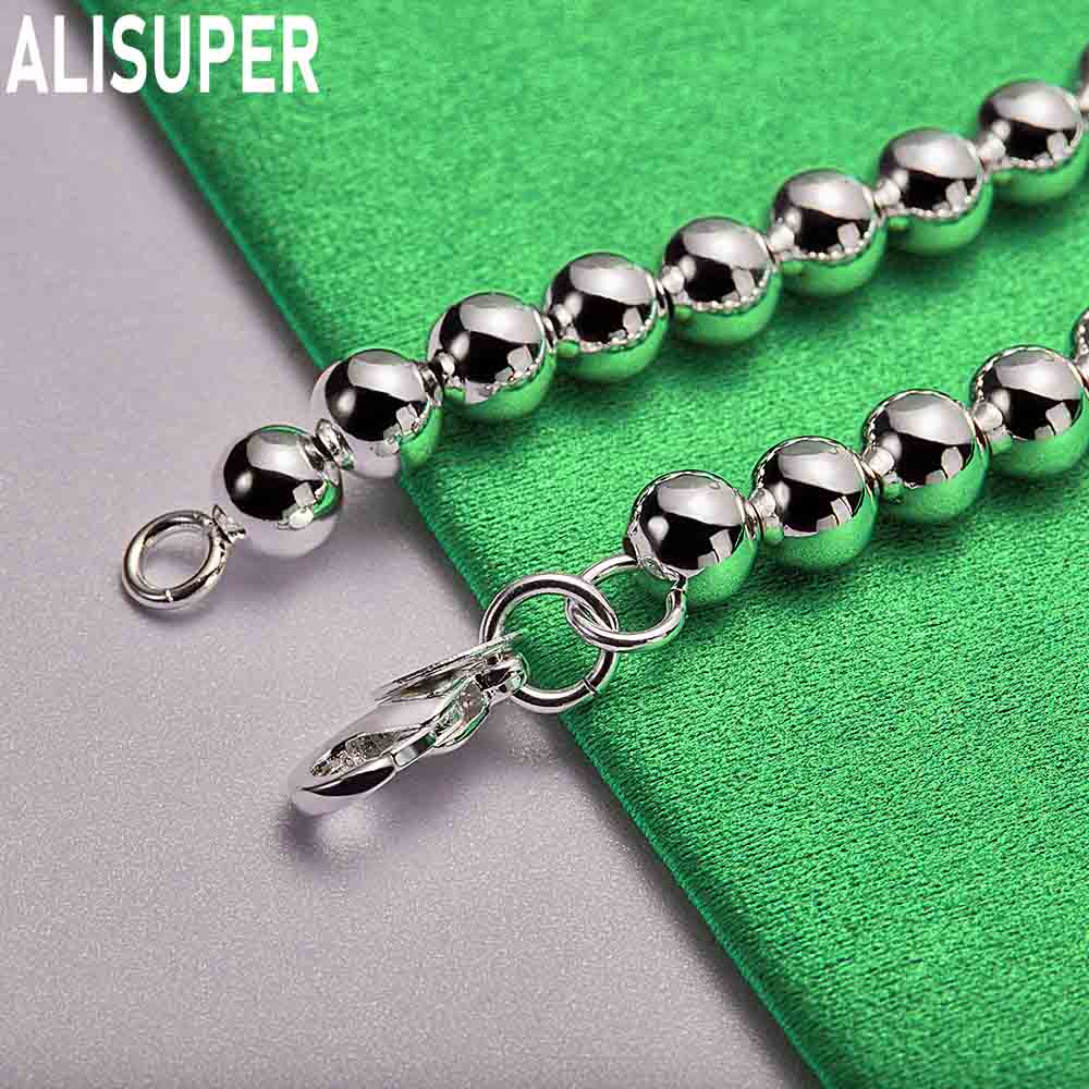 925 Sterling Silver 6mm Side Chain Heart Pendant Bracelet Gift Jewelry